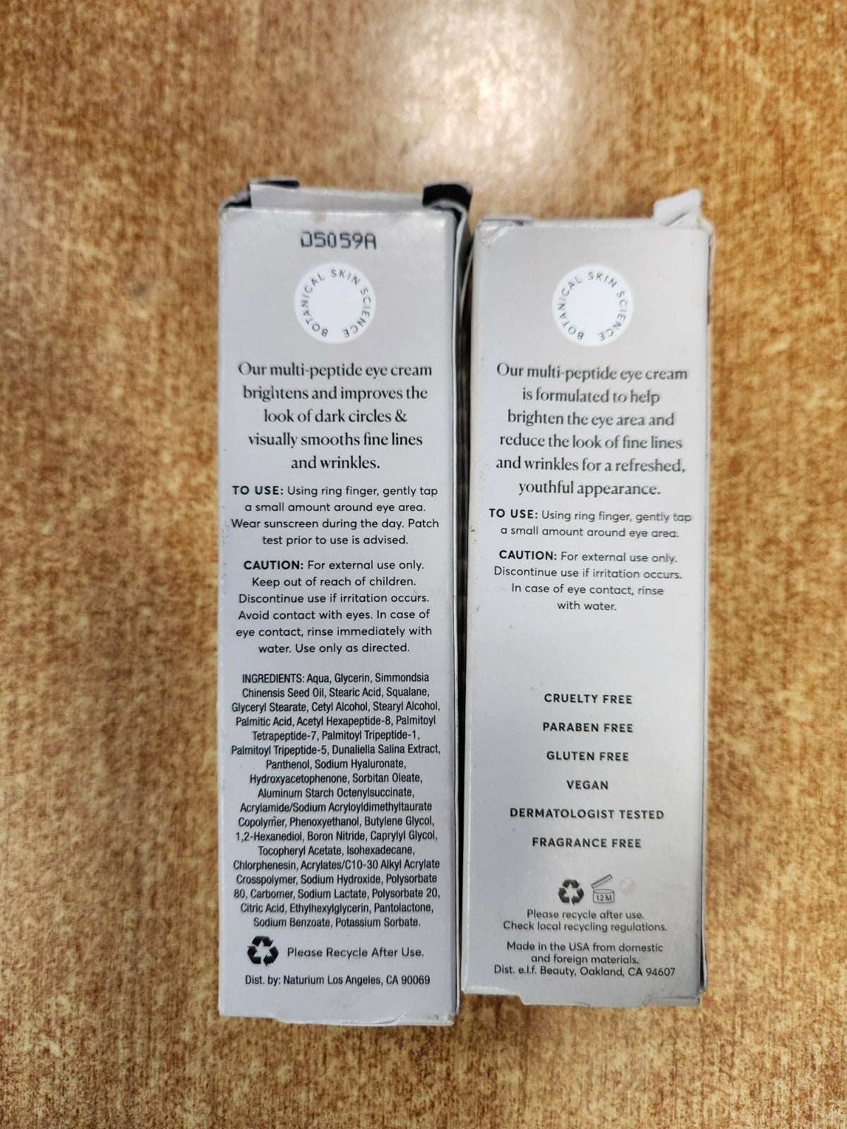 Multi-Peptide Eye Cream Set - Hydrating Anti-Aging Brightening 0.5 oz Each