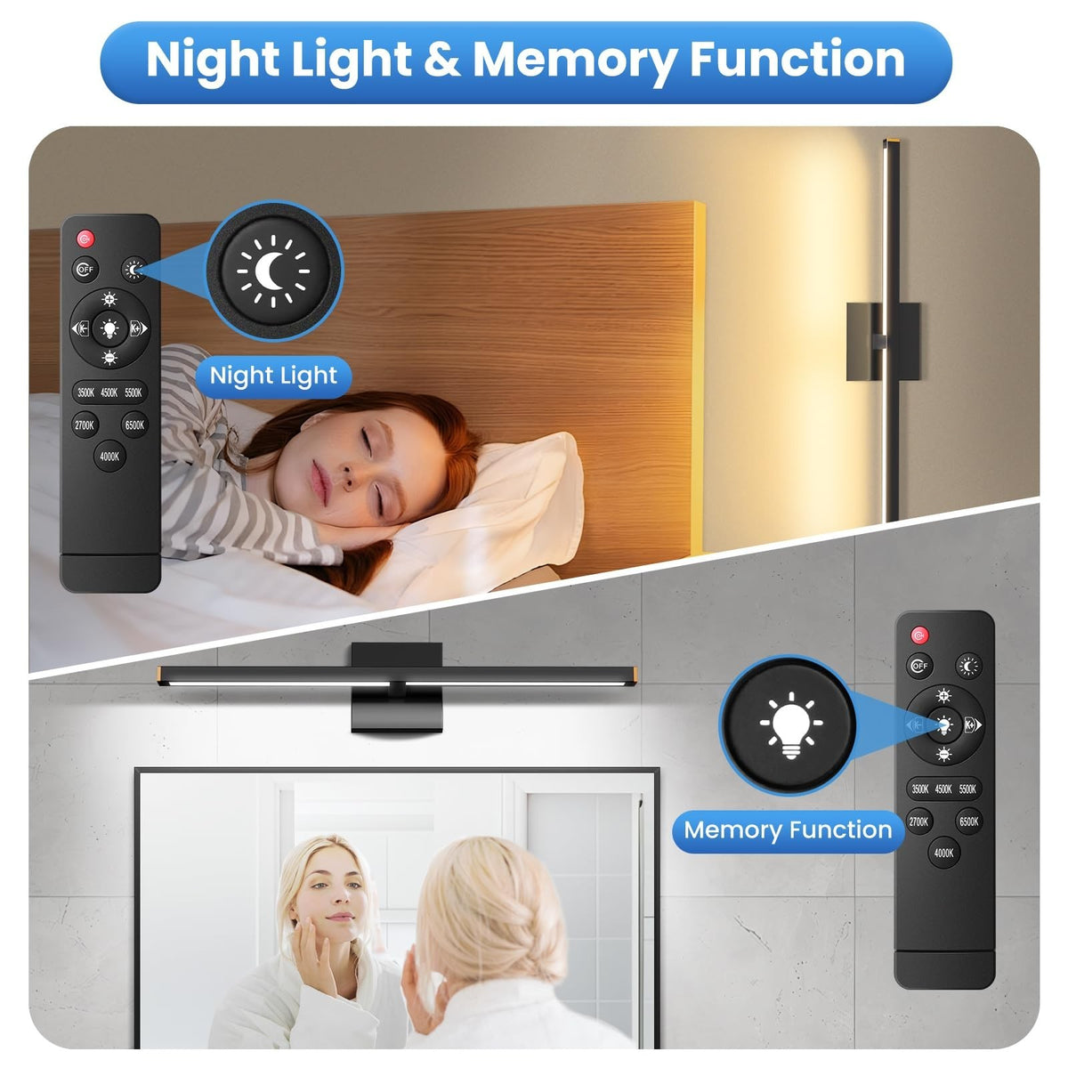 40-inch Dimmable LED Bathroom Vanity Light Fixture with Remote, Black Aluminum