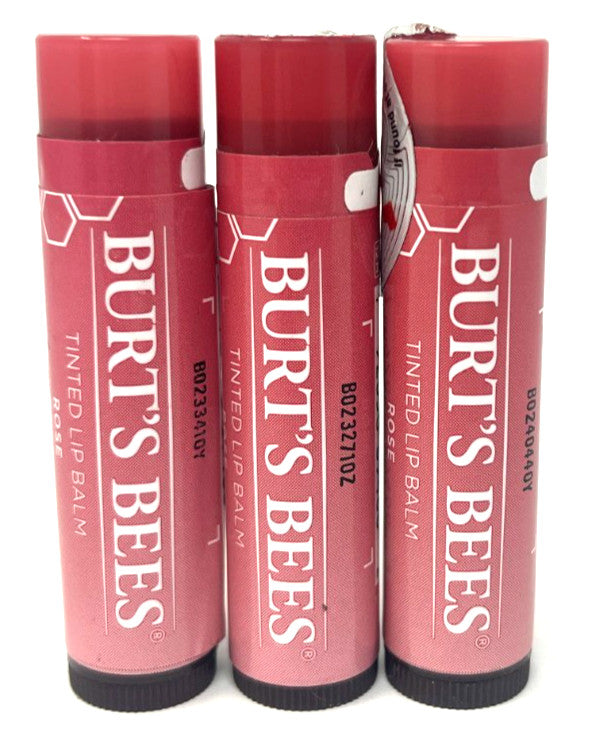 Set of 3 Burt's Bees Tinted Lip Balms in Rose - Sealed 0.15 oz Each