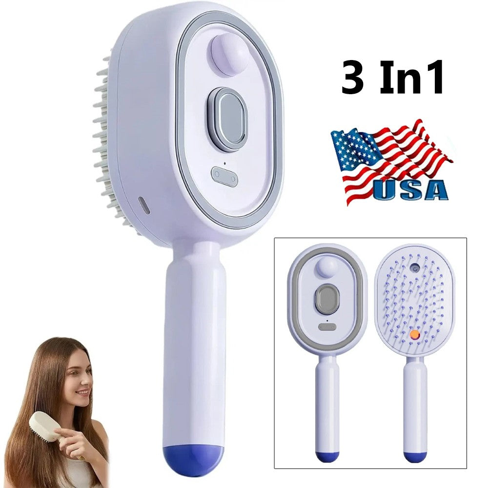 Rechargeable Electric Spray Hair Comb with Red Light & Nano Mist Purple