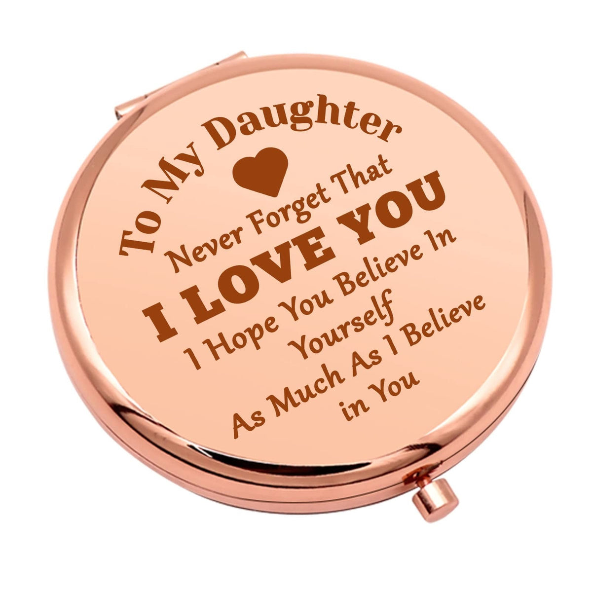 Personalized Daughter Compact Mirror - Rose Gold Foldable Makeup Mirror Gift for Birthday & Christmas