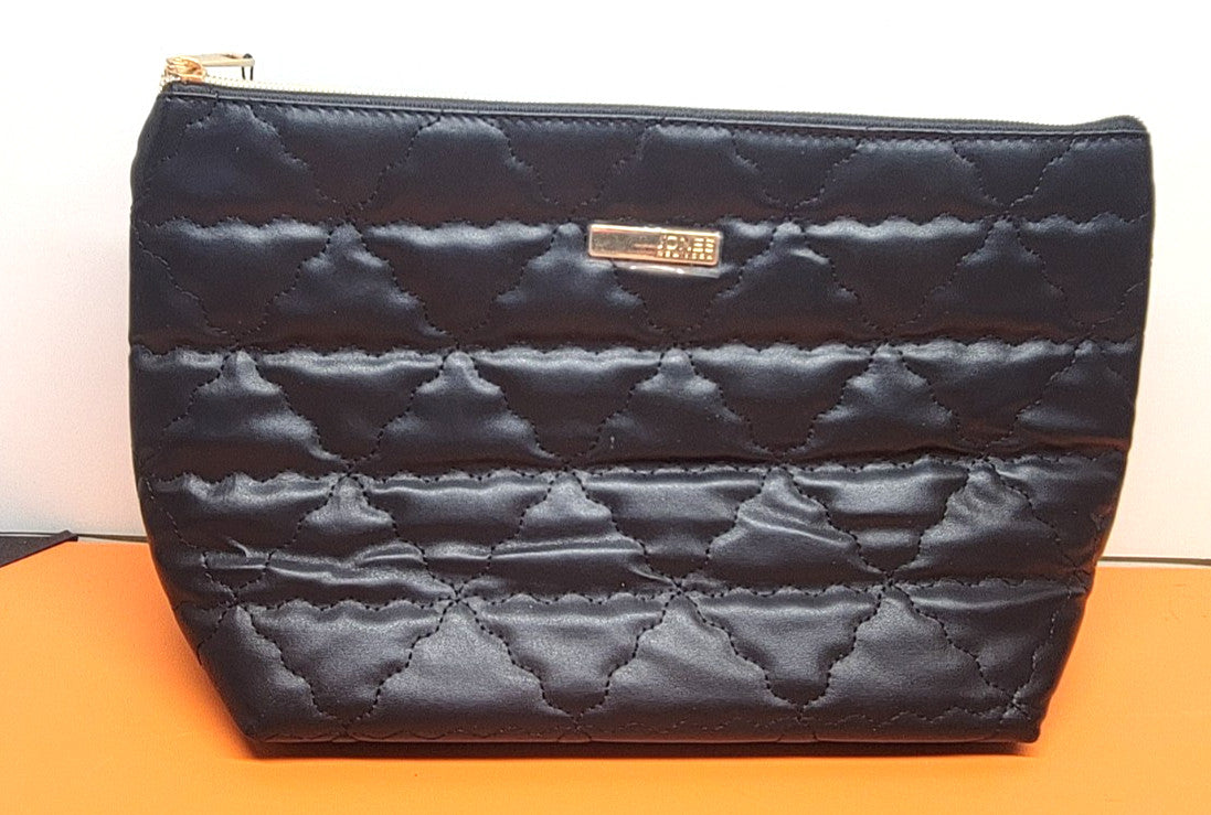 Jones New York Large Black Cosmetic Bag – Quilted Toiletry Case NWT