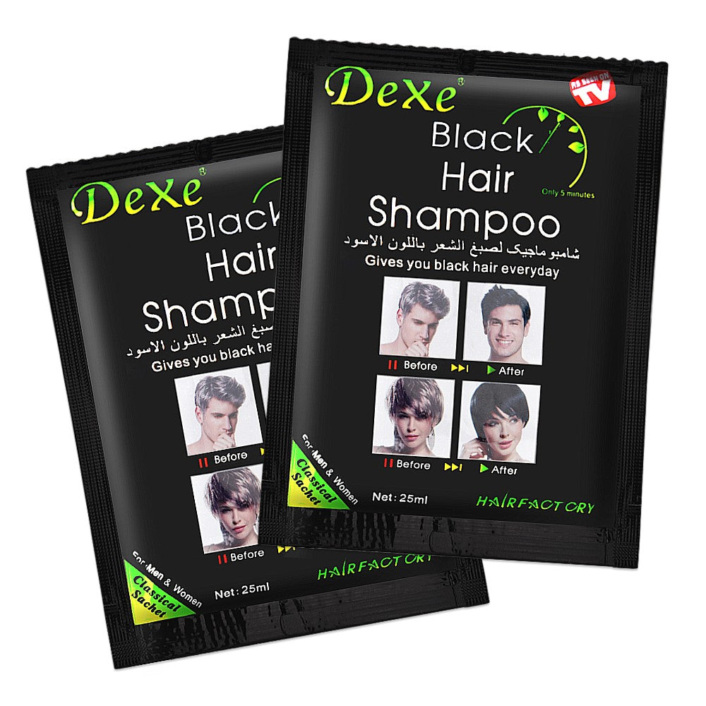 Black Hair Dye Shampoo - 10x25ml Herbal Color Treatment