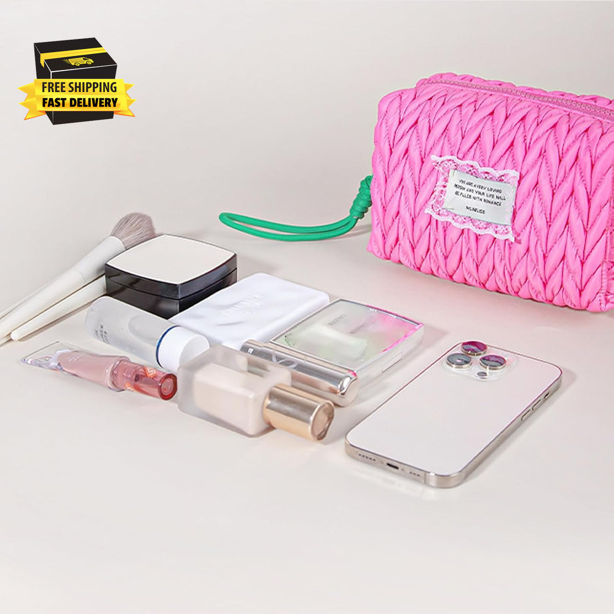 Large Hemp Rope Cosmetic Bag for Women - Travel & Makeup Organizer