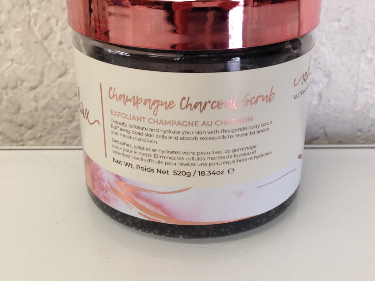 2x Manna Kadar Relax Champagne Charcoal Scrub Sea Mineral Exfoliant