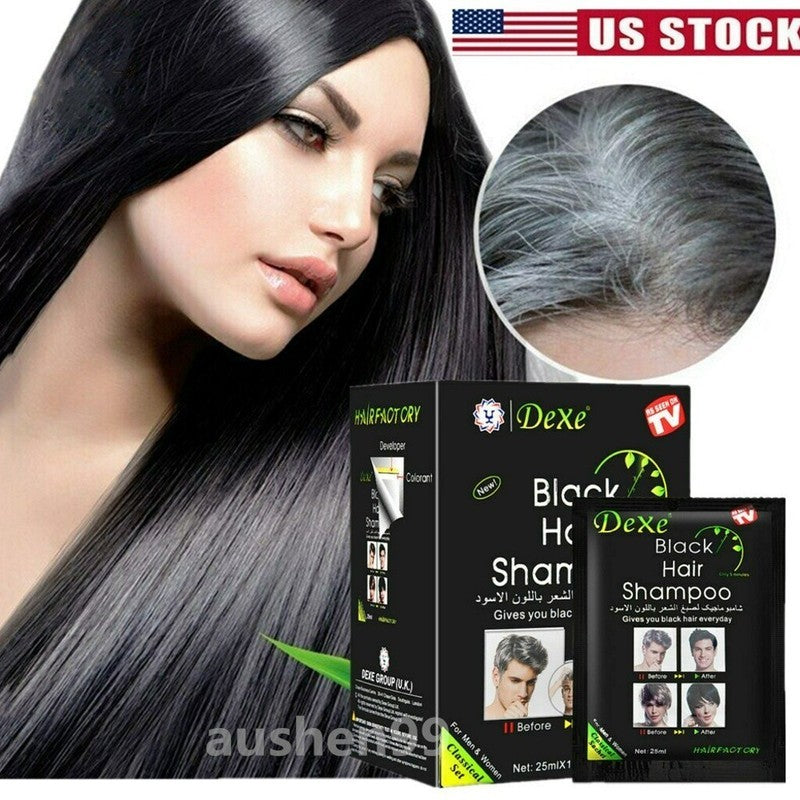 Black Hair Dye Shampoo - Natural Herbal Formula