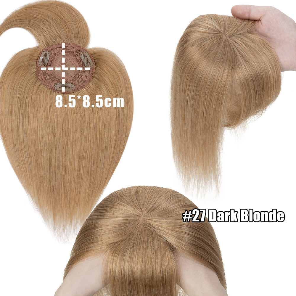 Remy Human Hair Topper with Bangs - Clip-In Hairpiece for Thinning Hair