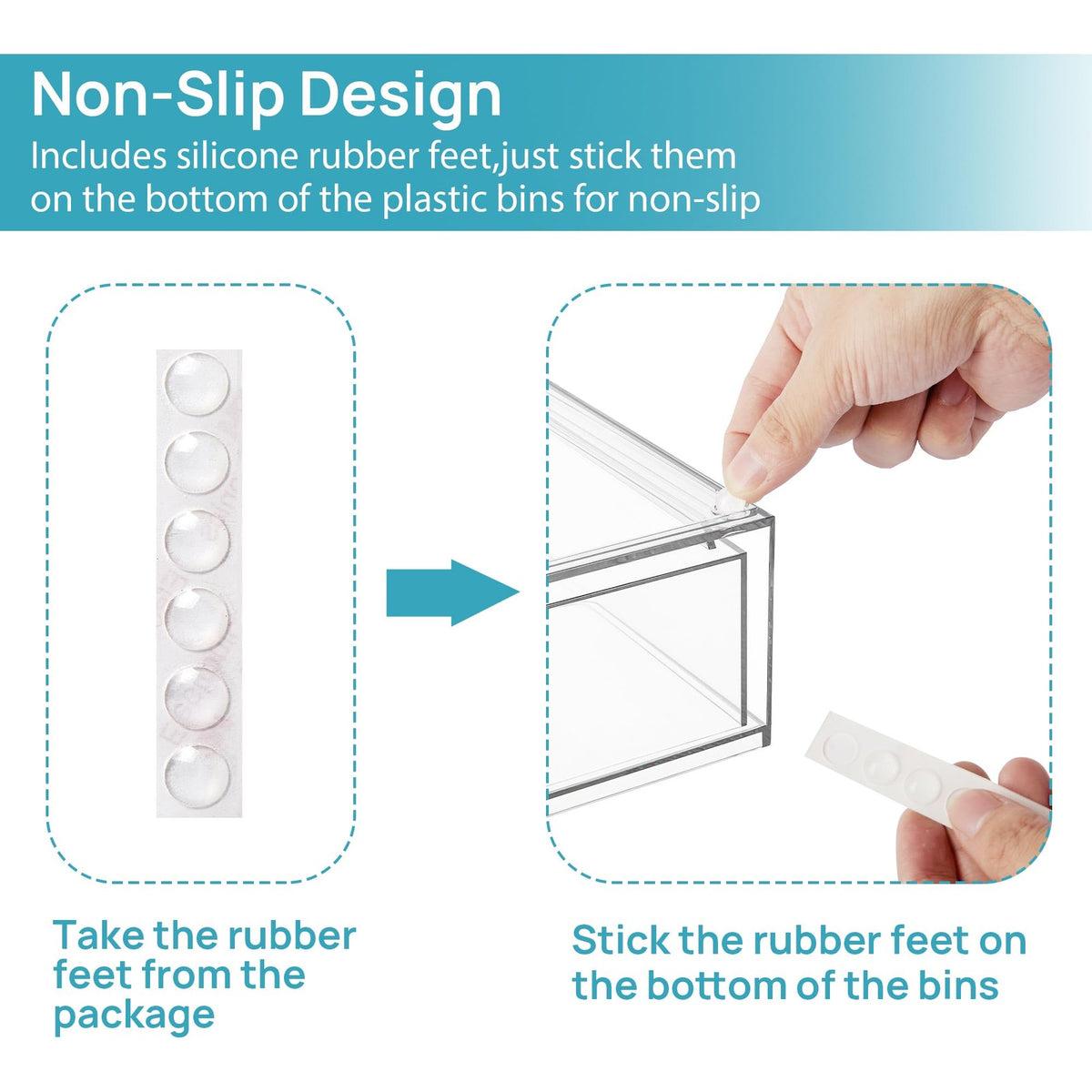 Clear Stackable Storage Drawers - 2 Pack Wide Plastic Organizers