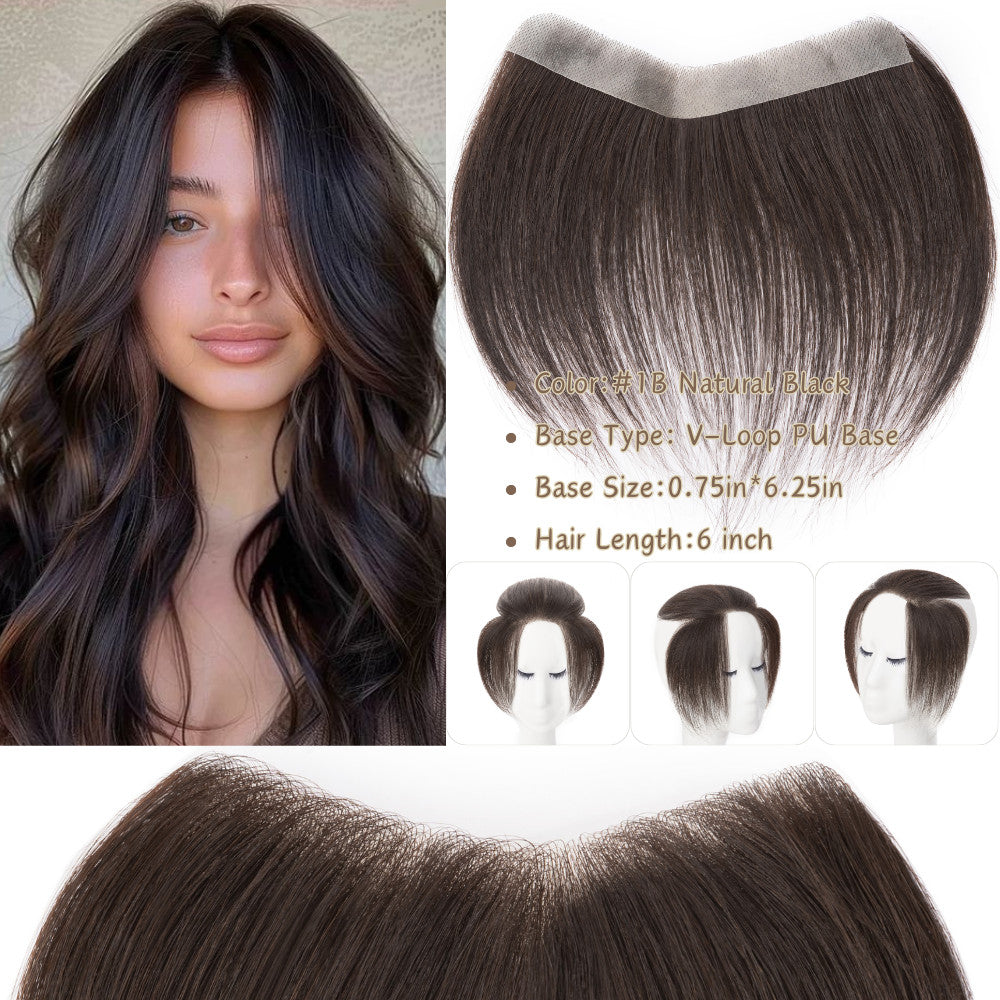Women Hairline Receding Hair Topper Cover-Up with Lace/PU Base - Human Hair