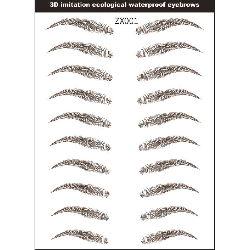 Waterproof Microblading Eyebrow Stickers - Natural Brown 10 Pairs, Fake Tattoo Makeup