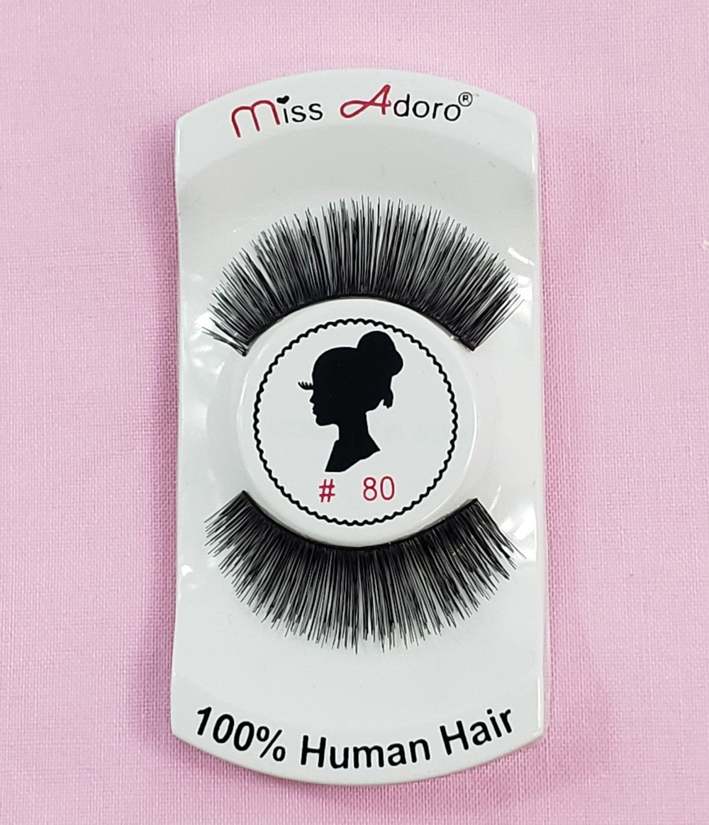 12 Pack Human Hair False Eyelashes Style 80 Natural Touch Handmade