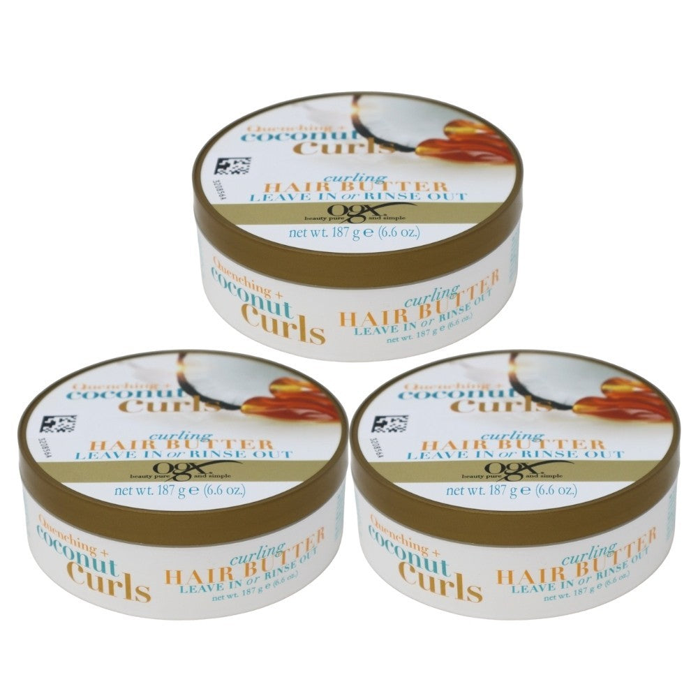 3-Pack Coconut Curling Hair Butter - Quenching+ Moisturizing 6.6 Oz