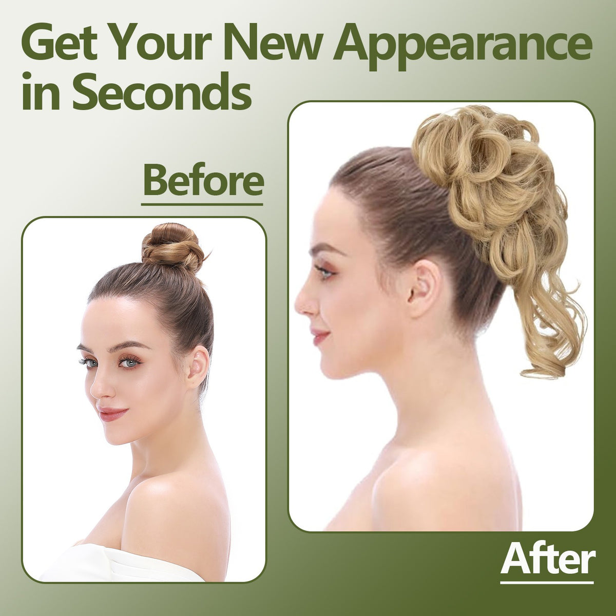 Natural Clip-In Messy Bun Hair Extension Hairpiece for Updo & Wedding
