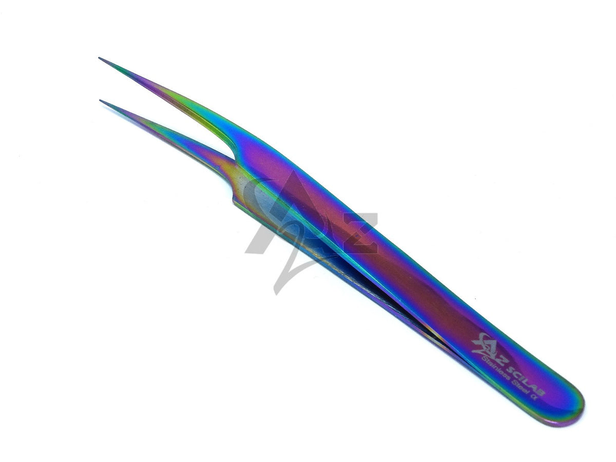 Rainbow Color Stainless Steel Eyelash Extension Tweezers - Pro Straight