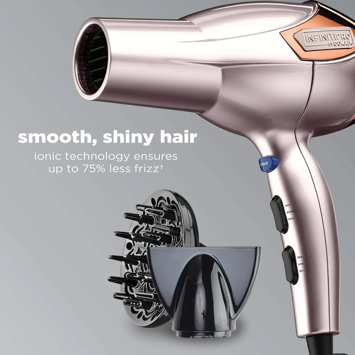 Conair InfinitiPro 1875W Ionic Hair Dryer - Rose Gold Professional Blow Dryer