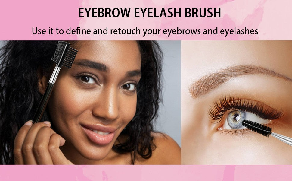 2PCS Eyebrow and Eyelash Grooming Brush Set - 3 Head Makeup Tools
