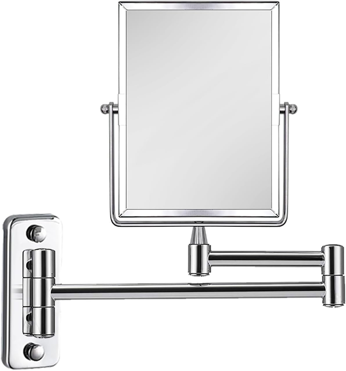 3X Magnifying Wall Mounted Vanity Makeup Mirror - 8x6 Inch Adjustable Chrome Frame