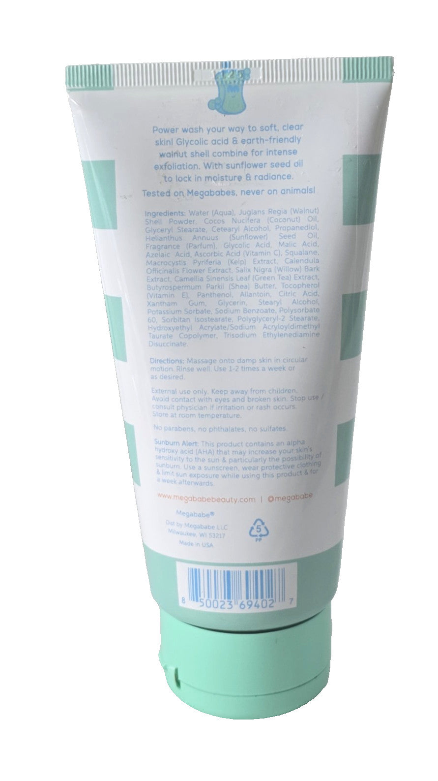 Megababe Power Wash Body Scrub 6oz Exfoliating Soapy Cleanser