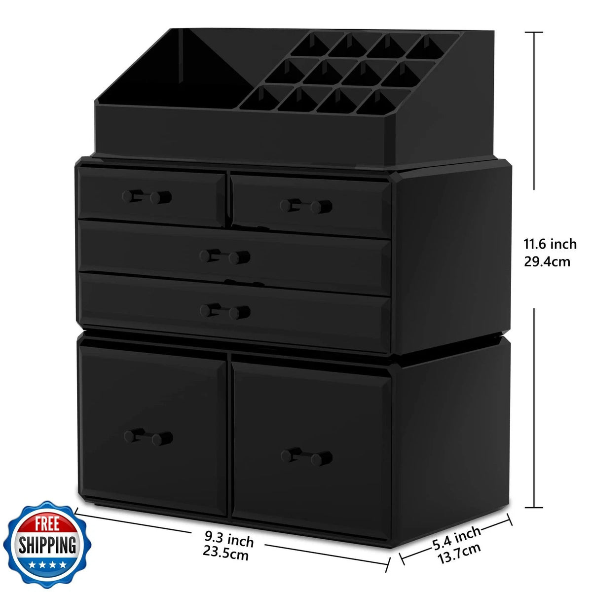 Makeup Organizer 3-Piece Cosmetic Storage Case with 6 Drawers