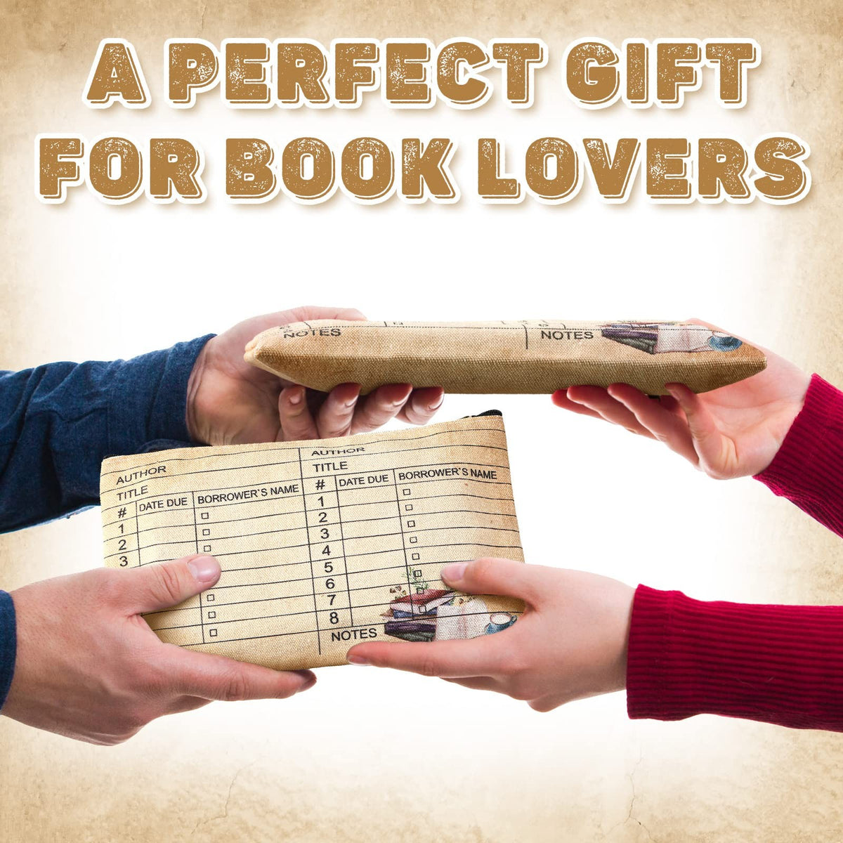 Book Lover Gift Pouch Set - 6 Bookish Library & Cosmetic Bags for Readers