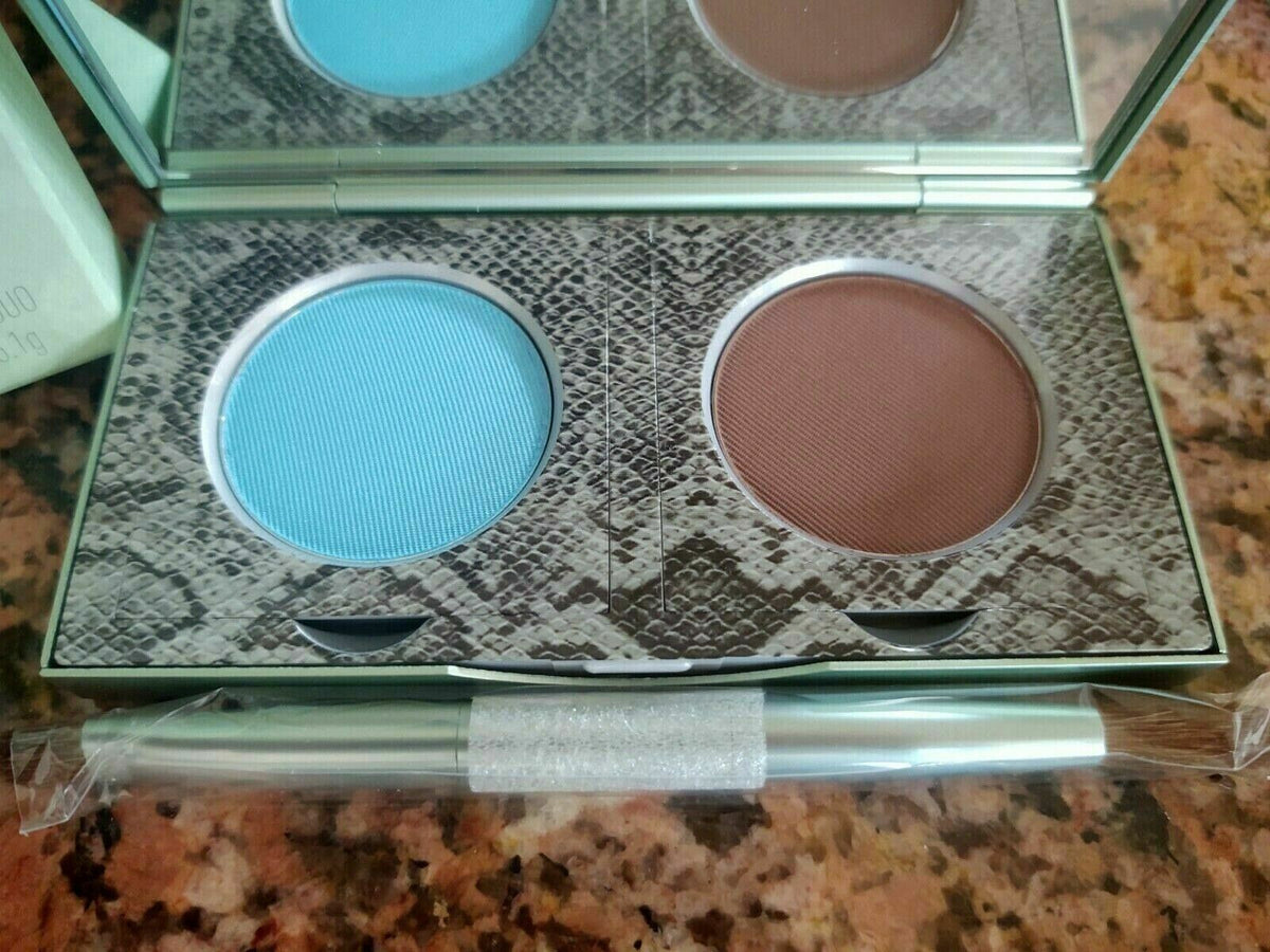 Matte Eyeshadow Duo Earth Brown & Sky Blue with Brush - 5 Sets
