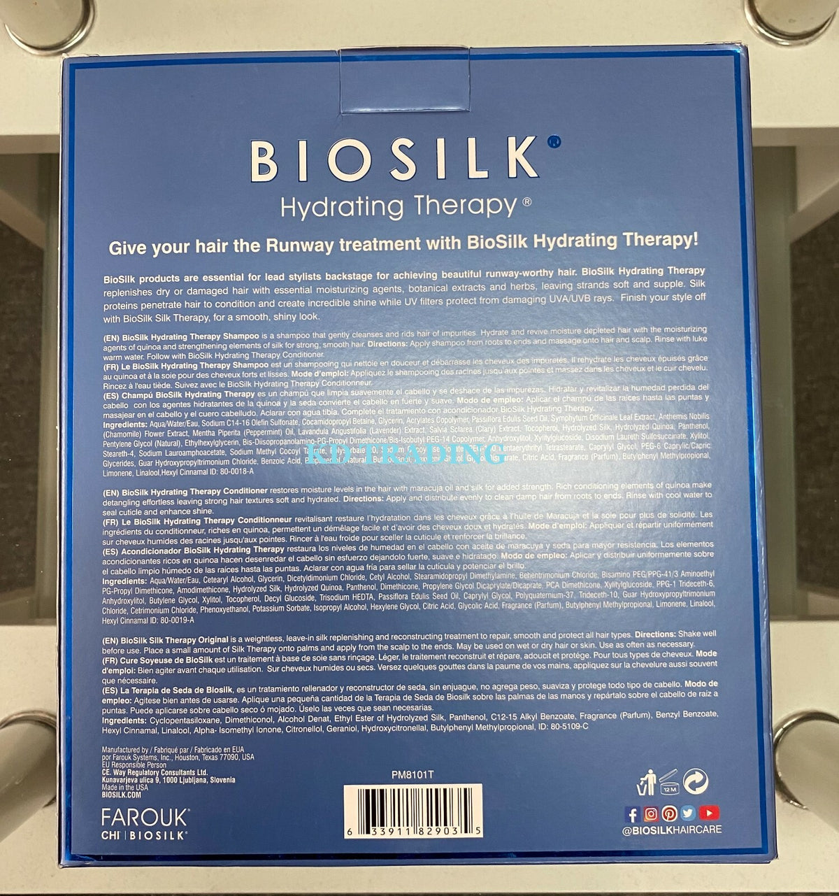 (3-Pack) BIOSILK Hydrating Therapy Shampoo Conditioner Hair Treatment