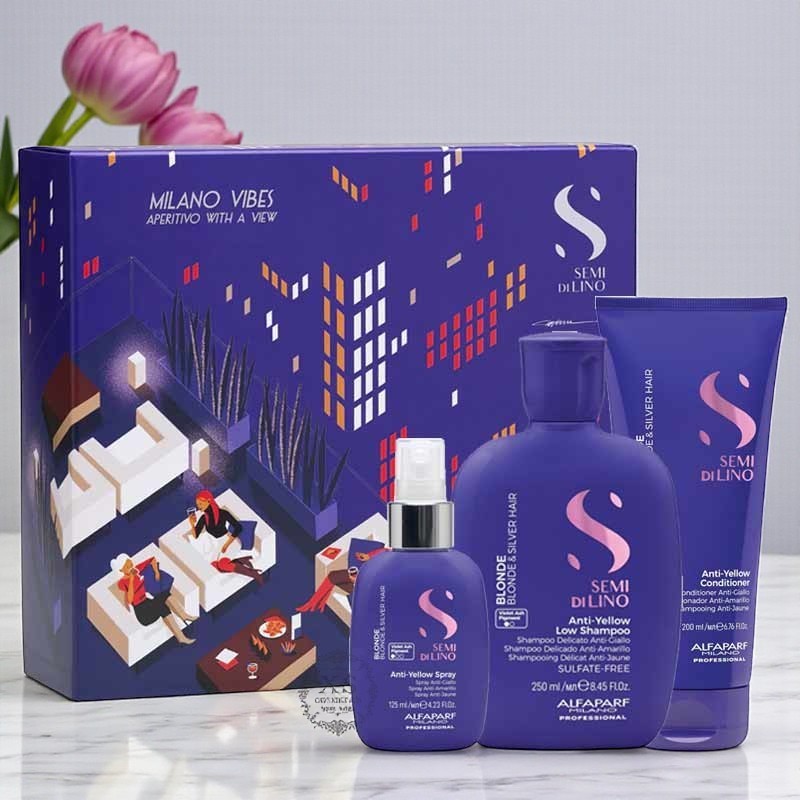 Alfaparf Semi Di Lino Blonde Hair Care Gift Set - Silver & Blonde Hair 3-Piece