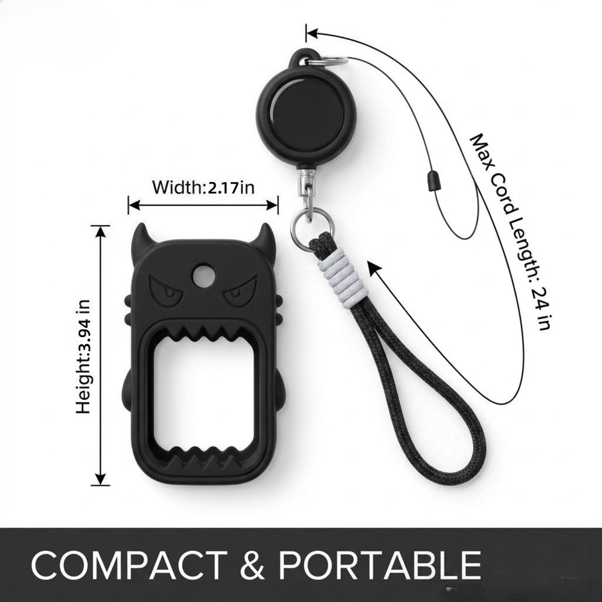 Silicone Hand Sanitizer Spray Holder Keychain with Retractable Lanyard - Cute Devil Design, Travel Size