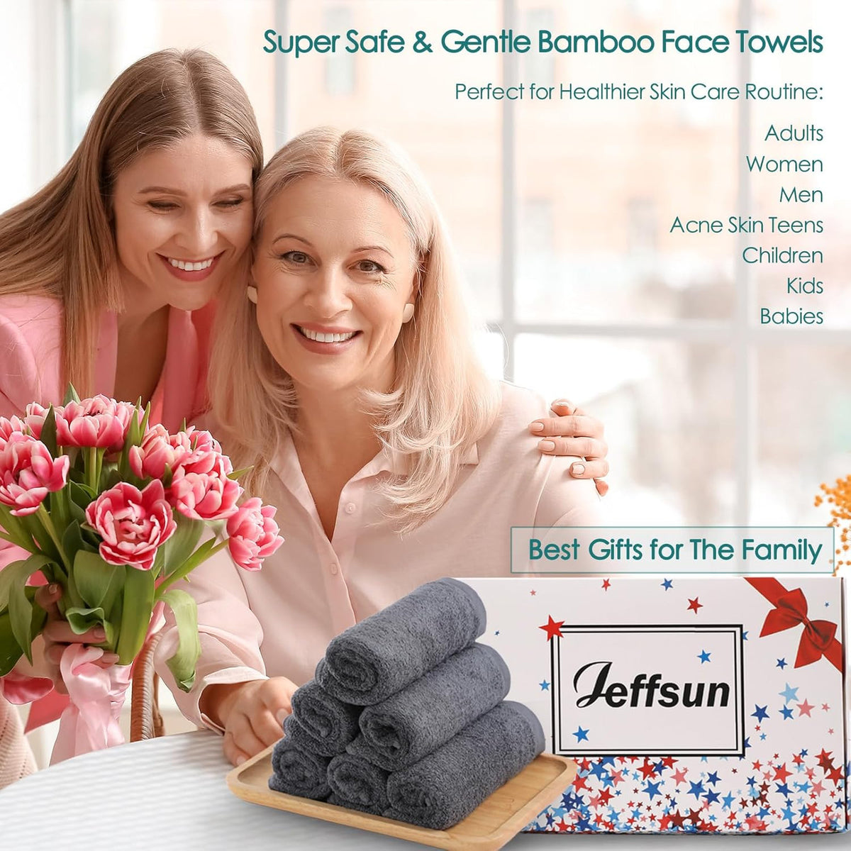 Reusable Facial Cleansing Cloths 6 Pack - Soft Skin-Friendly Towels for Sensitive Skin