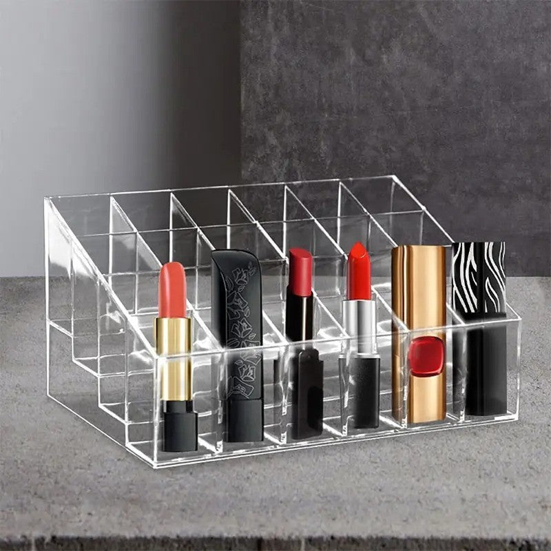 24 Slot Acrylic Lipstick Organizer Makeup Storage Case Stand