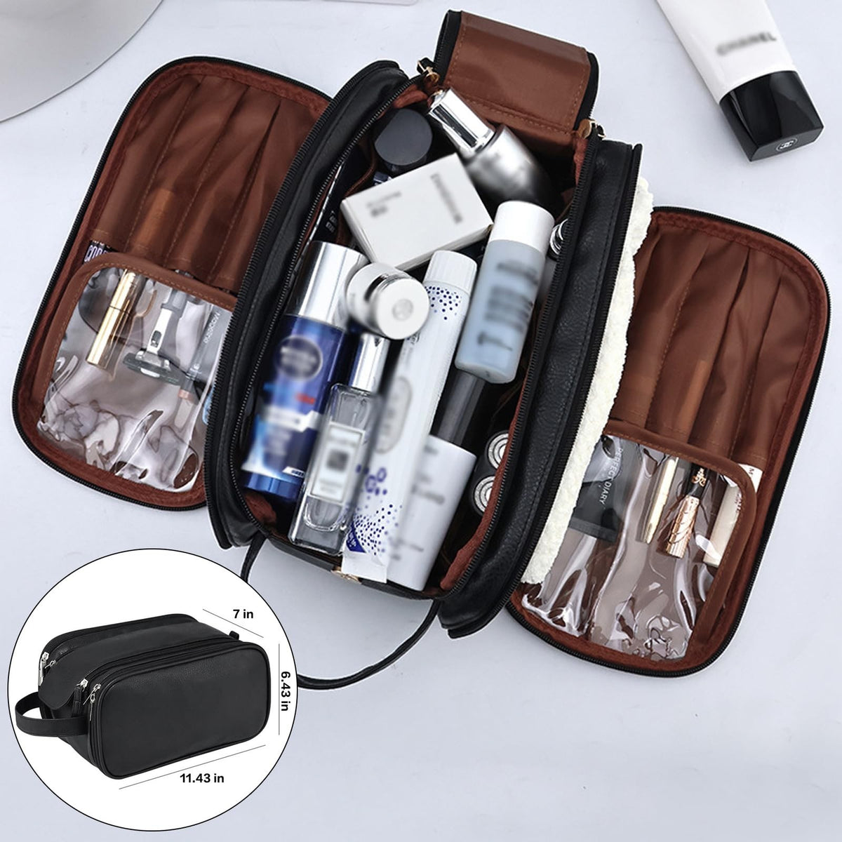 Large Water-Resistant Travel Toiletry Bag for Men with Multi-Compartments