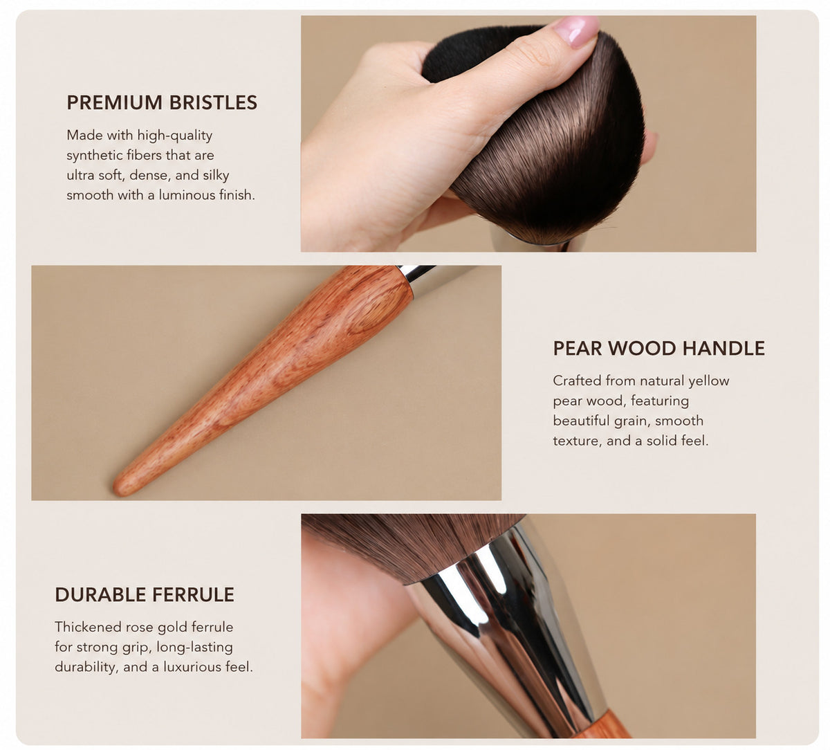 Luxury Face Powder Brush - Ultra Soft Dense Makeup Brush for Setting & Blending