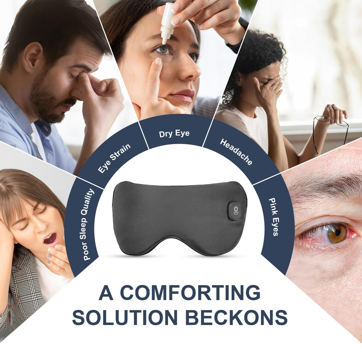 Cordless Heated Eye Mask for Dry Eyes & Migraine Relief - Black