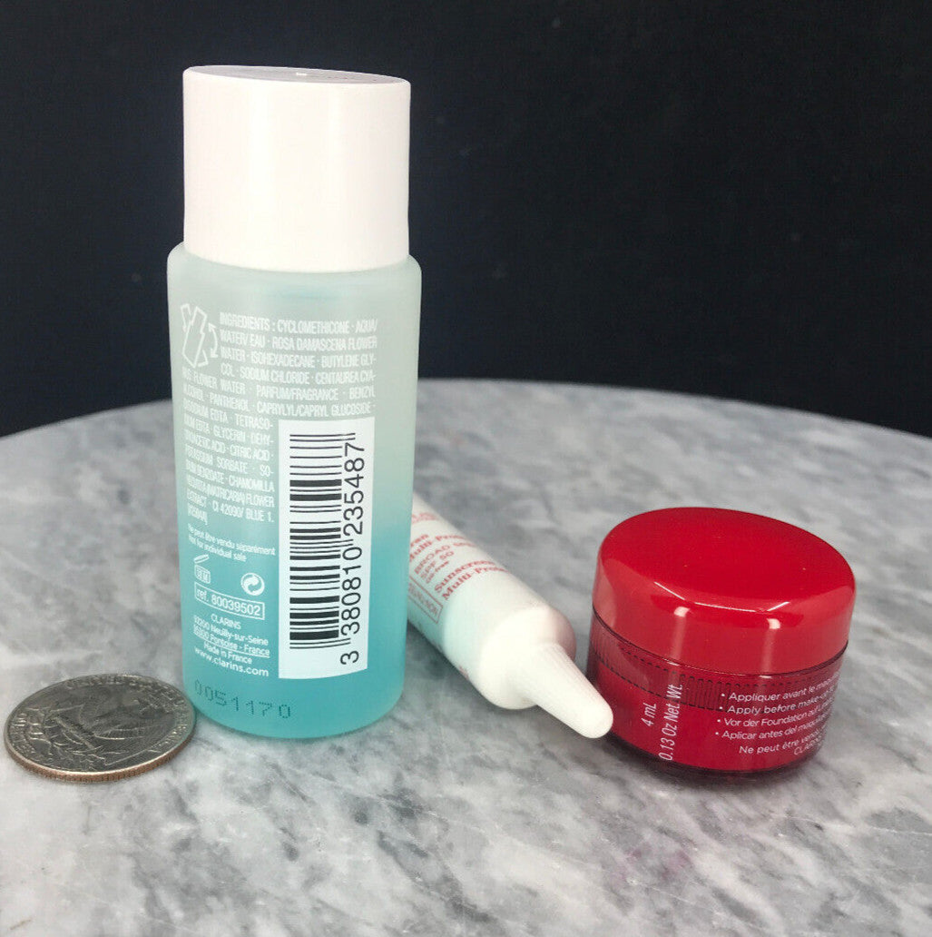 Clarins Skincare Travel Set - Sample Size 3 Pieces, Includes Eye Remover & Anti-Pollution