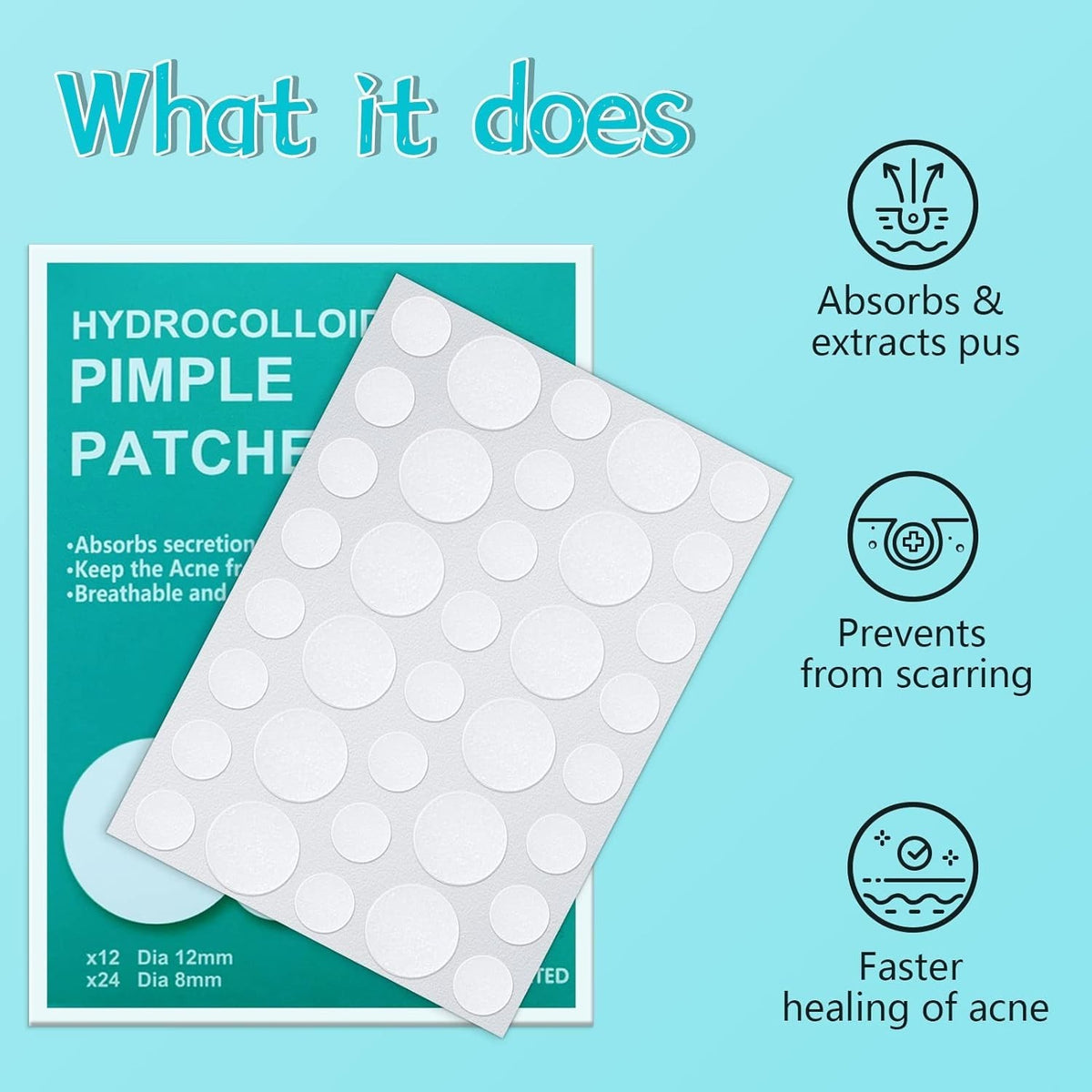 Hydrocolloid Pimple Patches with Tea Tree Oil for Fast Acne Healing - Invisible, 180 Count