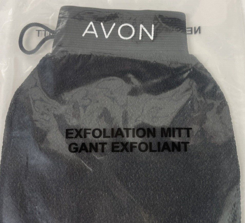 Avon~Exfoliation Black Mitt~Microfiber Jacquard~Spandex Cuff~Factory
