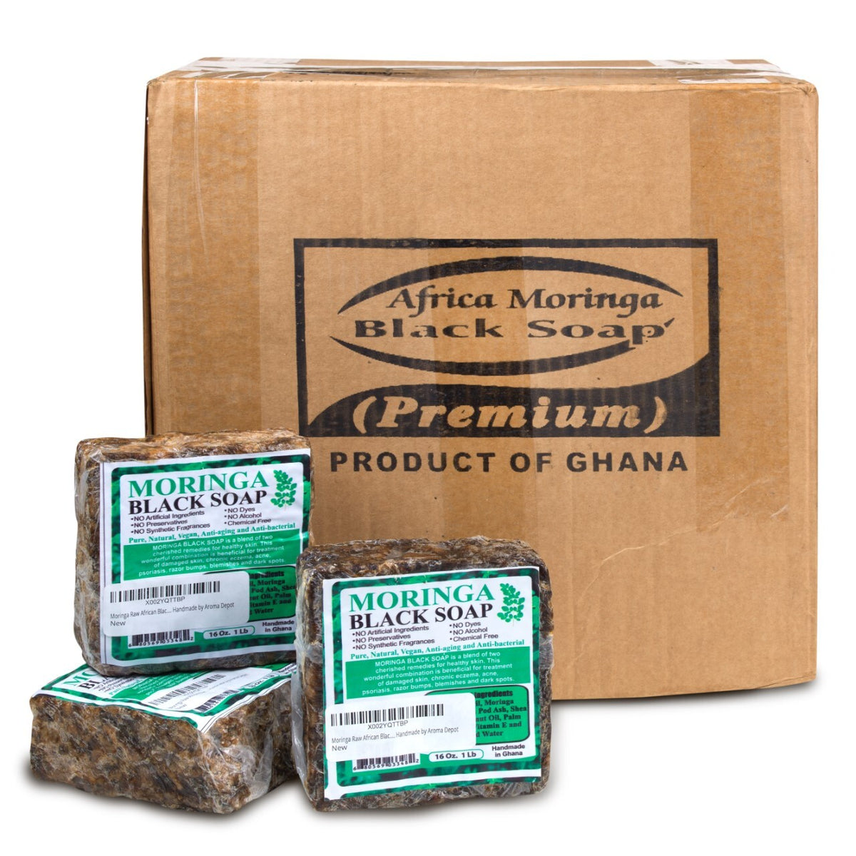 Moringa Black Soap Herbal Organic Vegan Unrefined Natural Skin & Hair Care