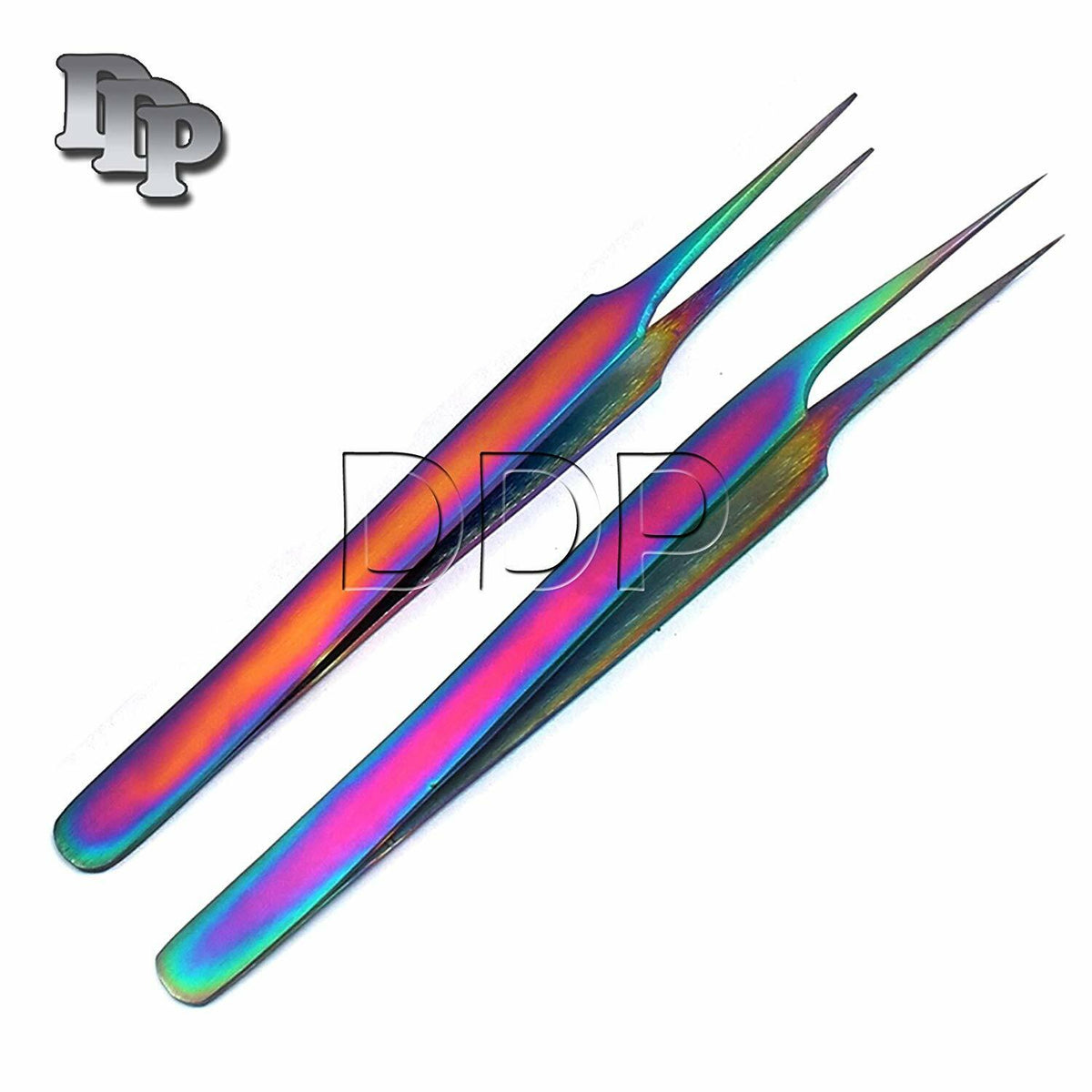 2 Pack Titanium Eyelash Extension Tweezers A Type Straight + Pro Straight
