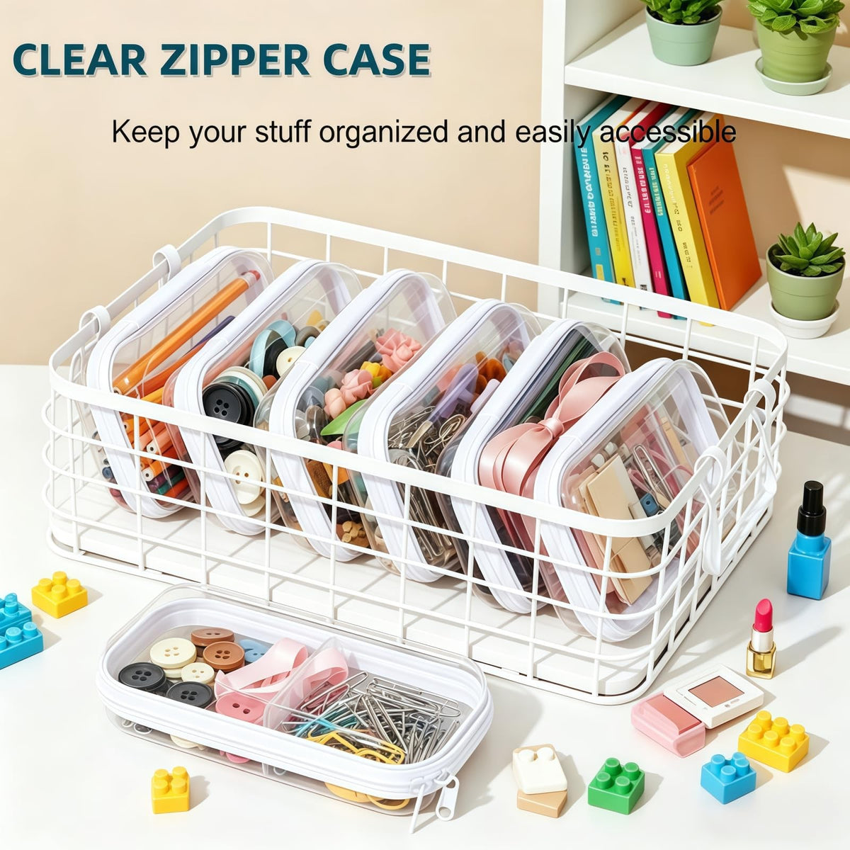 2 Pack Clear Hard Shell Travel Organizer Cases with Zipper
