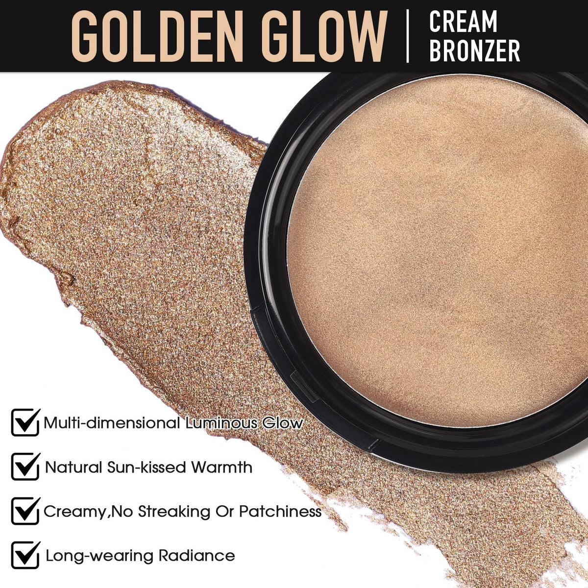 Cream Bronzer for Face & Body - Natural Sun-Kissed Glow Palette