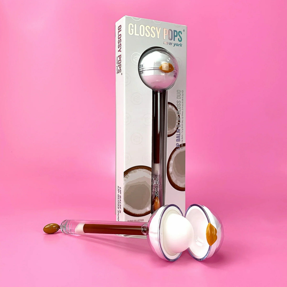 Glossy Pops Coconut Craze Lip Balm & Lip Gloss Set - Vegan & Cruelty-Free