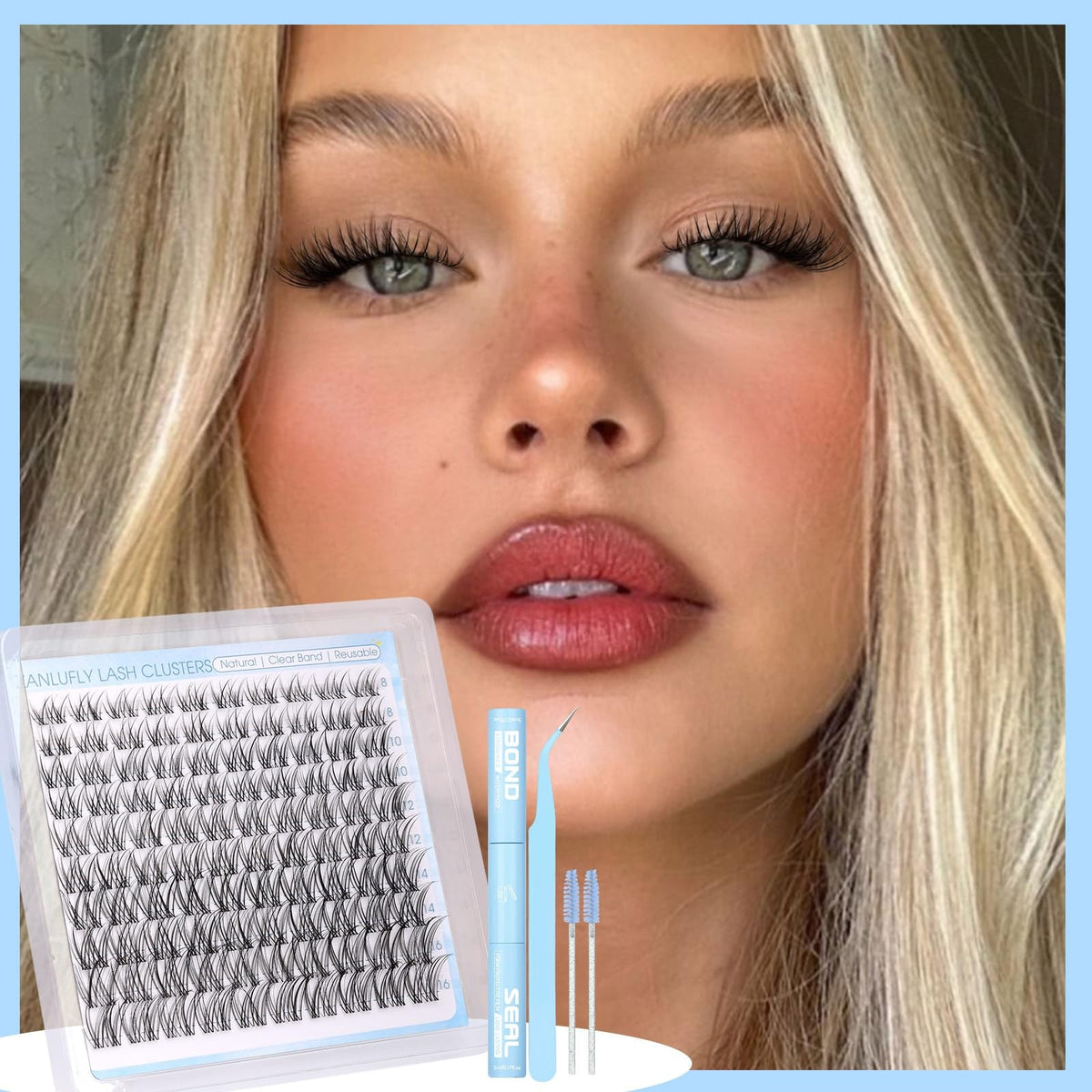 Natural Eyelash Clusters Kit with Invisible Band - DIY Lash Extensions, 100pcs