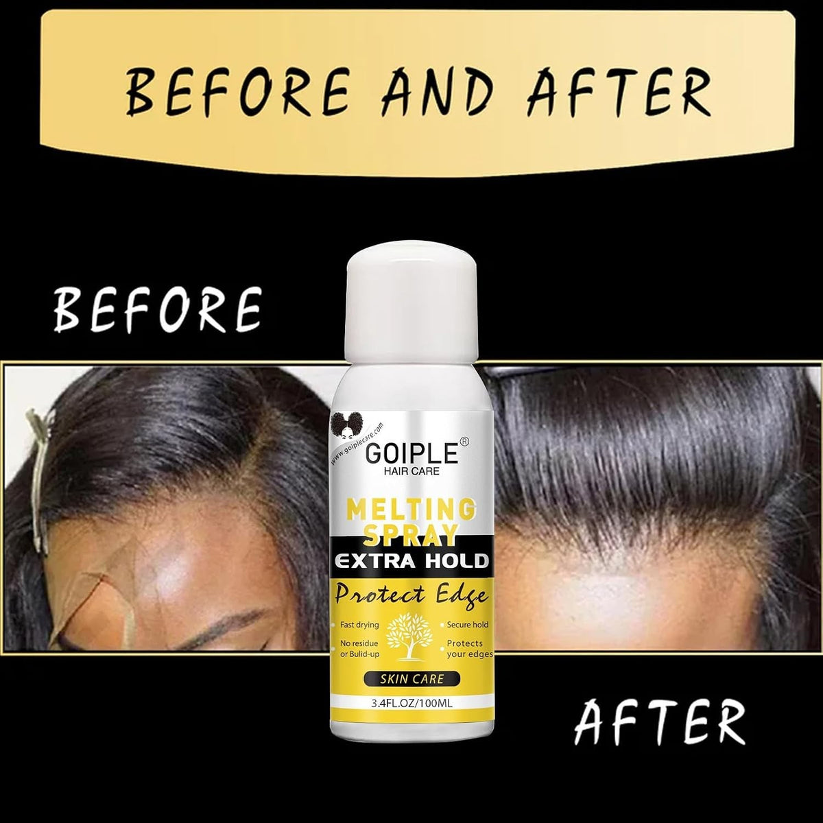 Water & Oil Resistant Wig Adhesive Spray - Invisible Lace Melting Formula 3.4oz