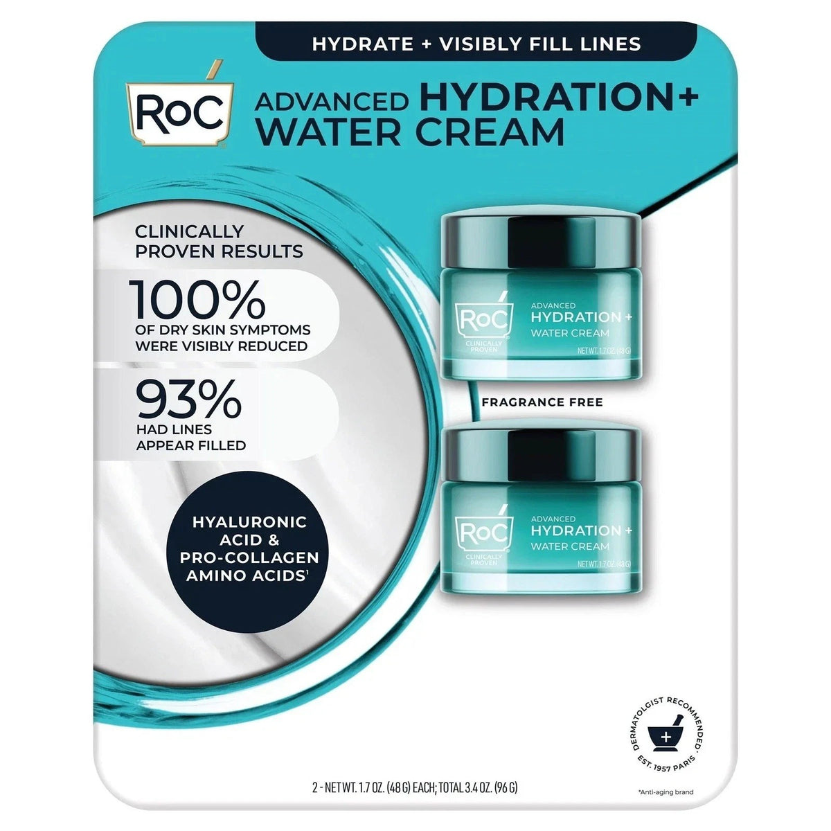 RoC Advanced Hydration Water Cream 1.7oz - 2 Pack Moisturizer