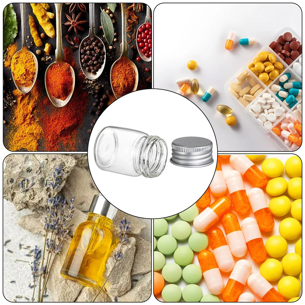 Mini Glass Jars with Aluminum Screw Lids - 36 Pack 15ml Leakproof Storage Containers