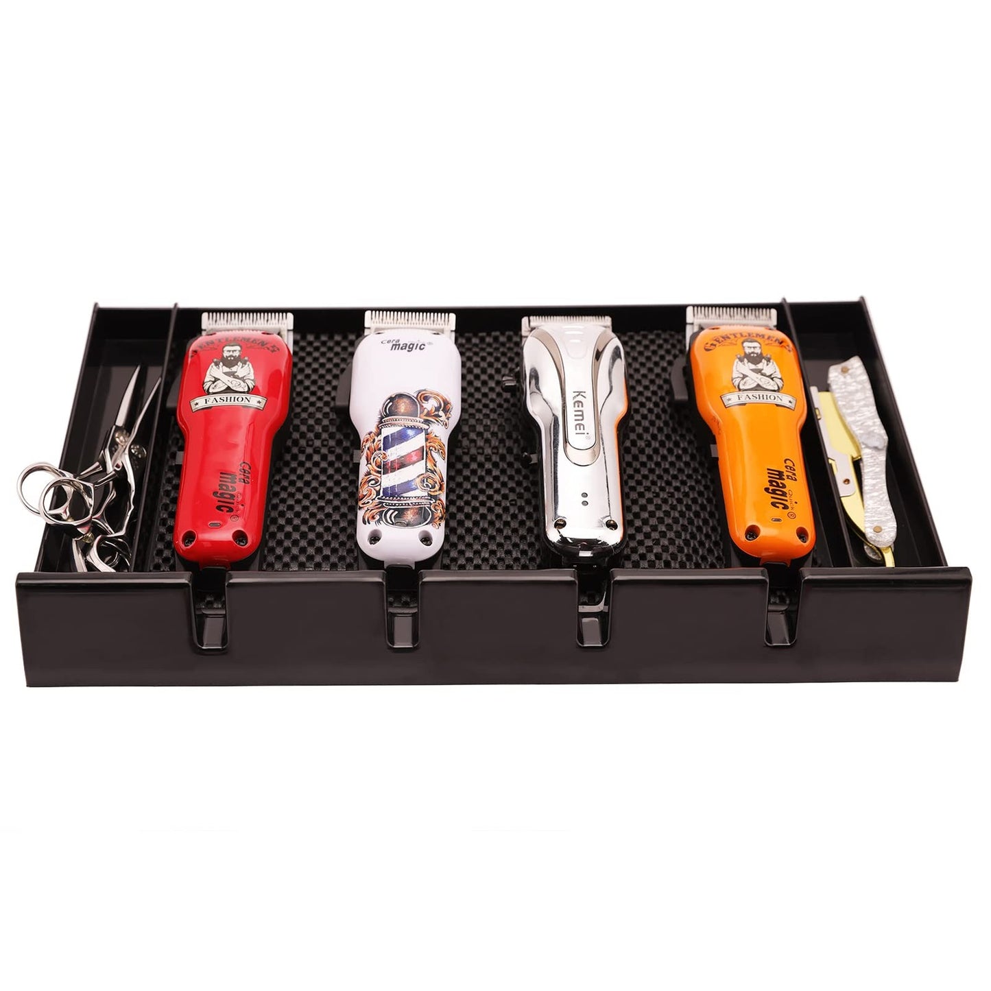 Barber Clipper Organizer Tray with Non-Slip Foam for Hair Trimmers & Tools