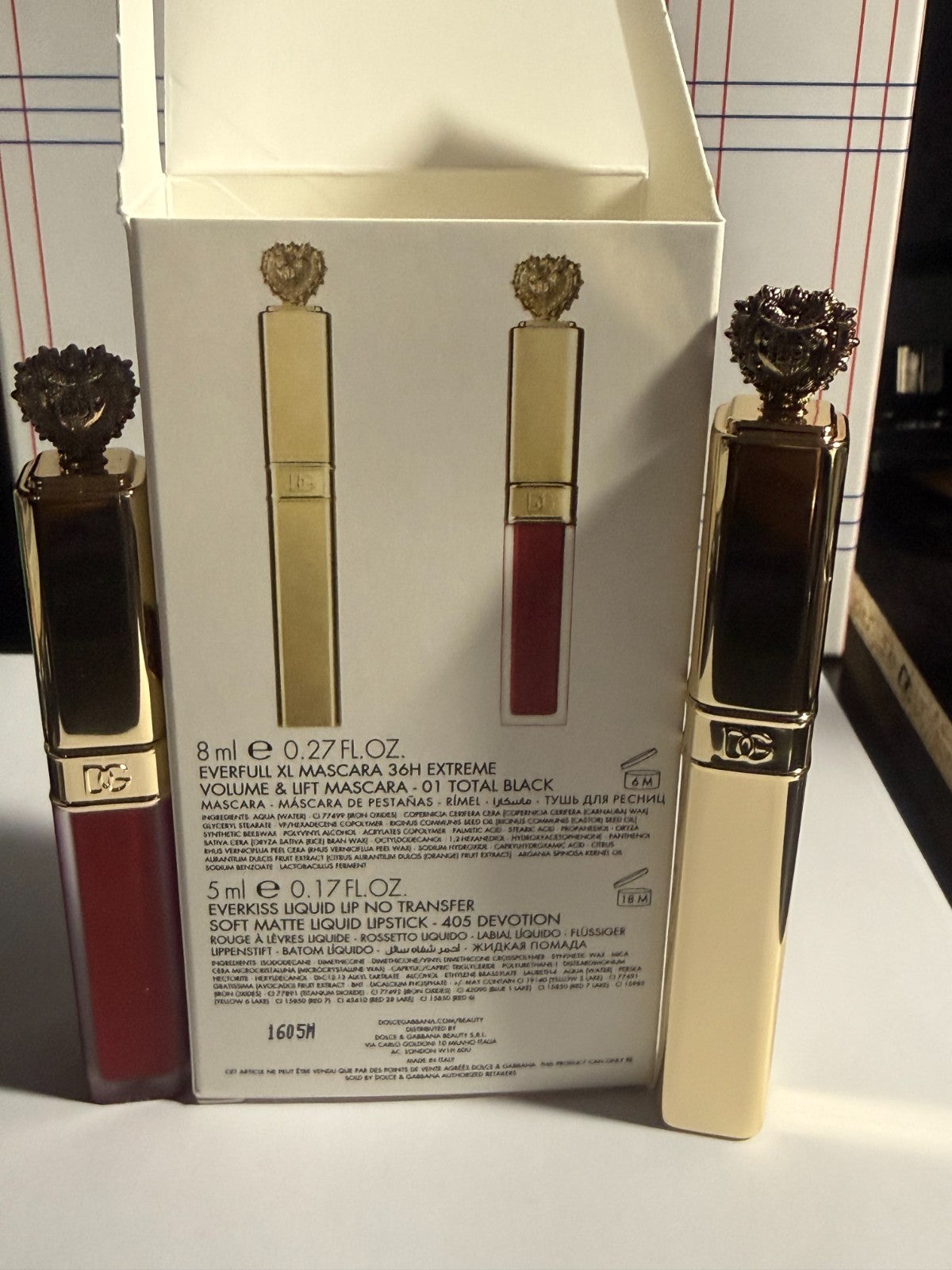 Lip & Eye Makeup Gift Set - Mascara & Liquid Lipstick with Total Black & Devotion Shades