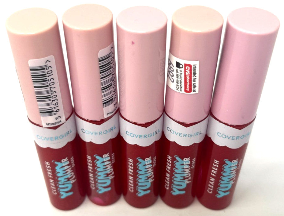 Lip Gloss Set - Covergirl Clean Fresh Yummy Plumper Gloss 880 Merry Kissmass (5 Pack)