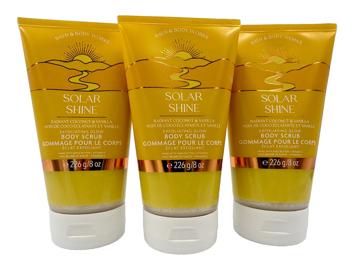 NEW Bath & Body Works Lot 3 Tubes Solar Shine Exfoliating Glow Scrub