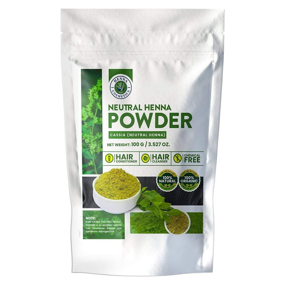 Neutral Henna Powder for Hair Conditioning - 100g Organic Cassia Obovata